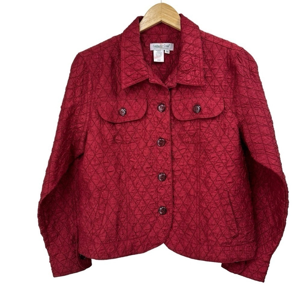Coldwater Creek Merlot Deep Red Quilted Jacket, PM